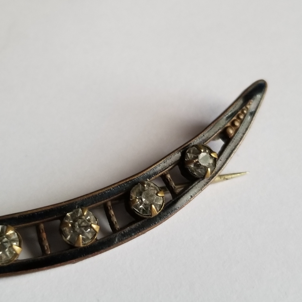 Relisted - Antique crescent moon brooch black enamel pin victorian vintage - Picture 11 of 12